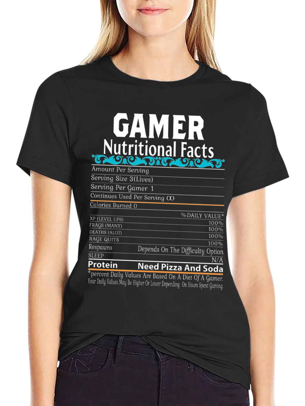 Gamer Nutritional Facts T-Shirt - Funny Gaming Tee