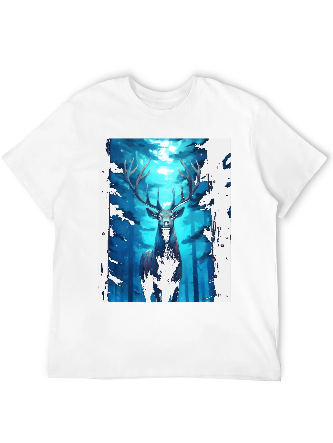 Mystic Forest Deer Graphic Tee - Black