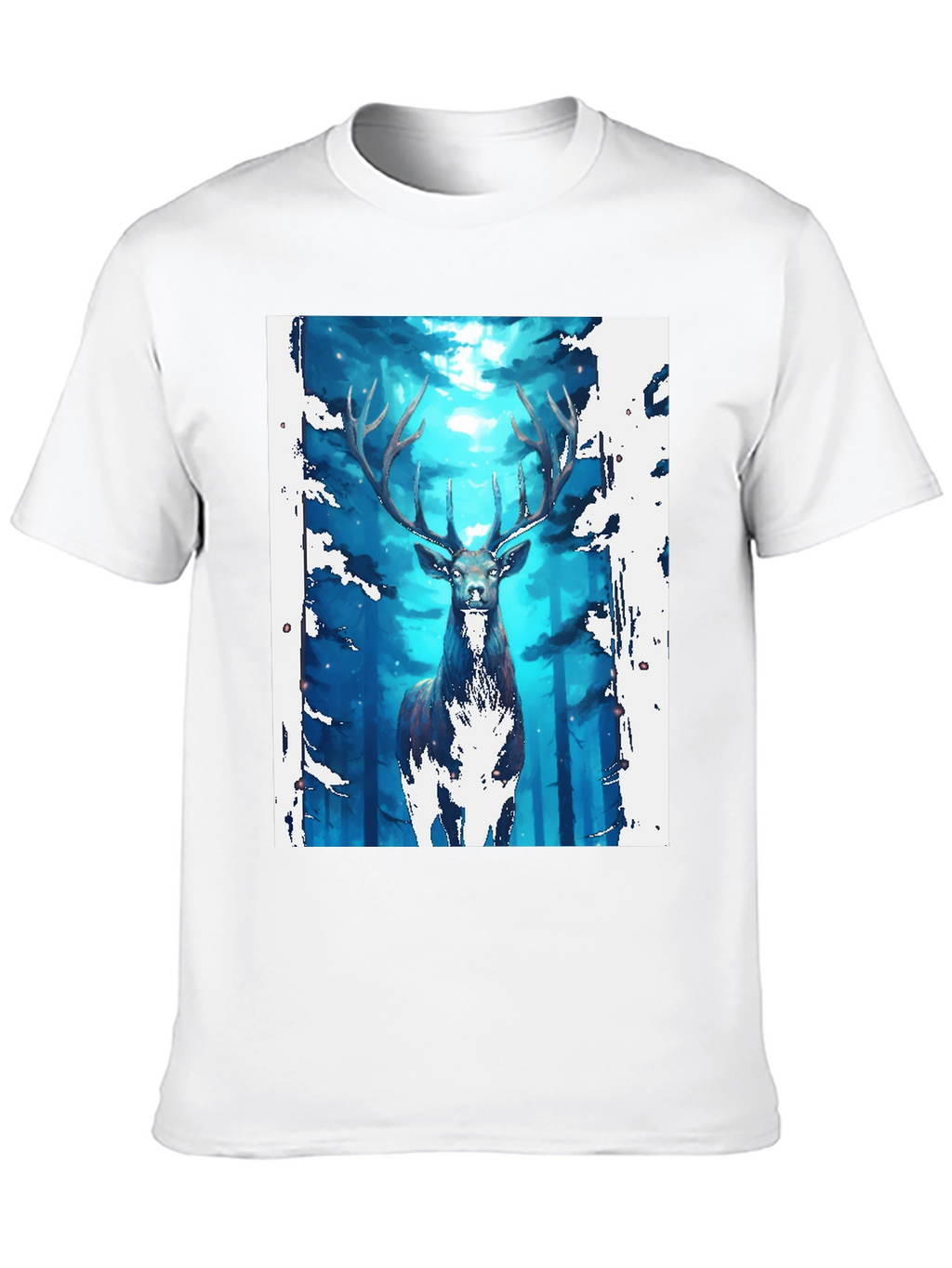 Mystic Forest Deer Graphic Tee - Black