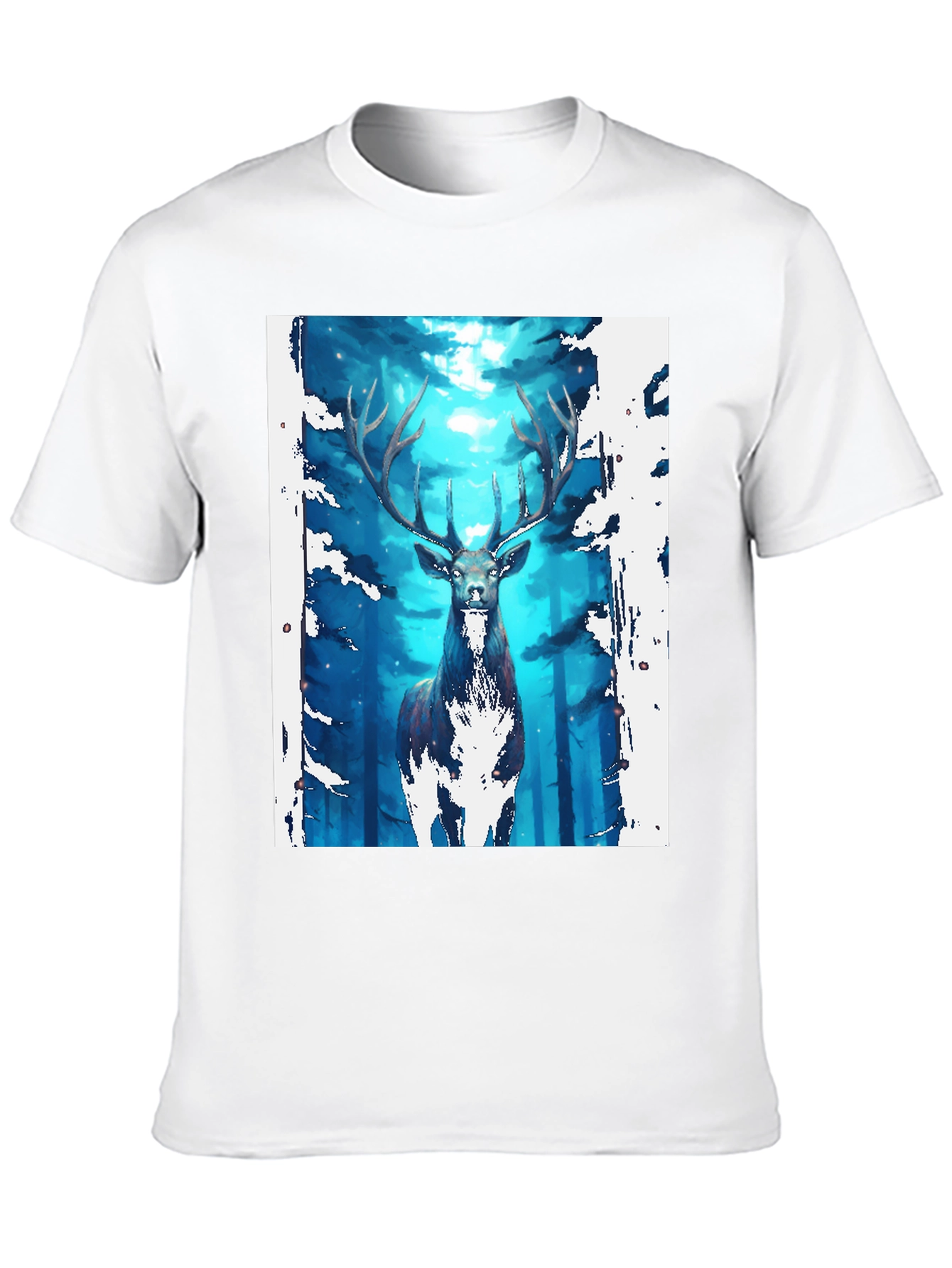 Mystic Forest Deer Graphic Tee - Black