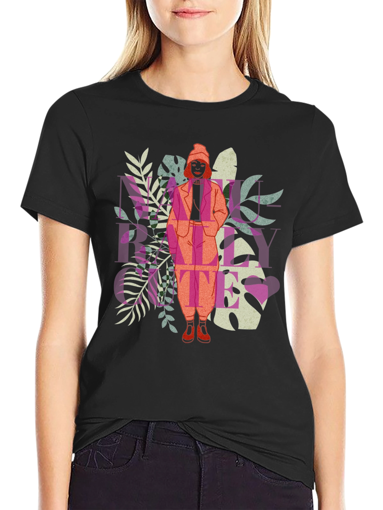 Trendy Woman Graphic Tee - Black