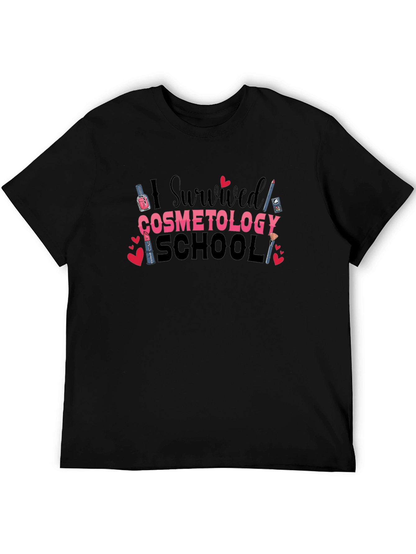 I Survived Cosmetology School Black T-Shirt