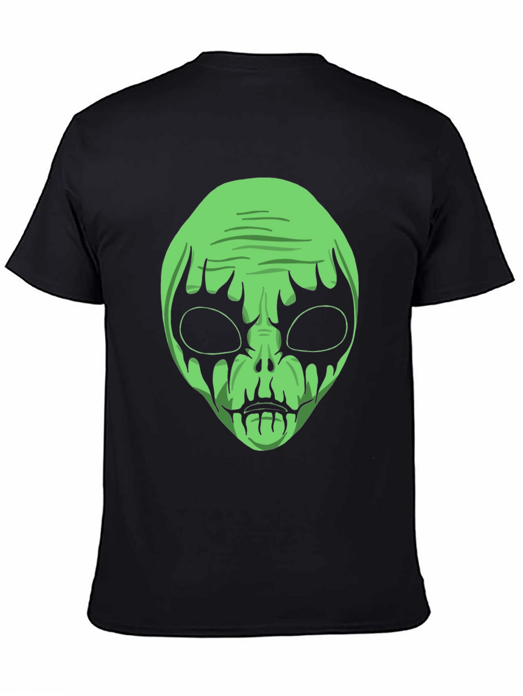 Green Alien Graphic Black T-Shirt