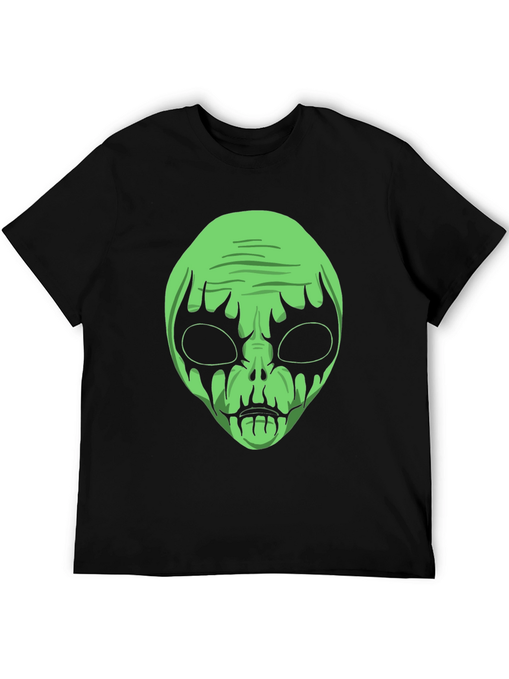 Green Alien Graphic Black T-Shirt
