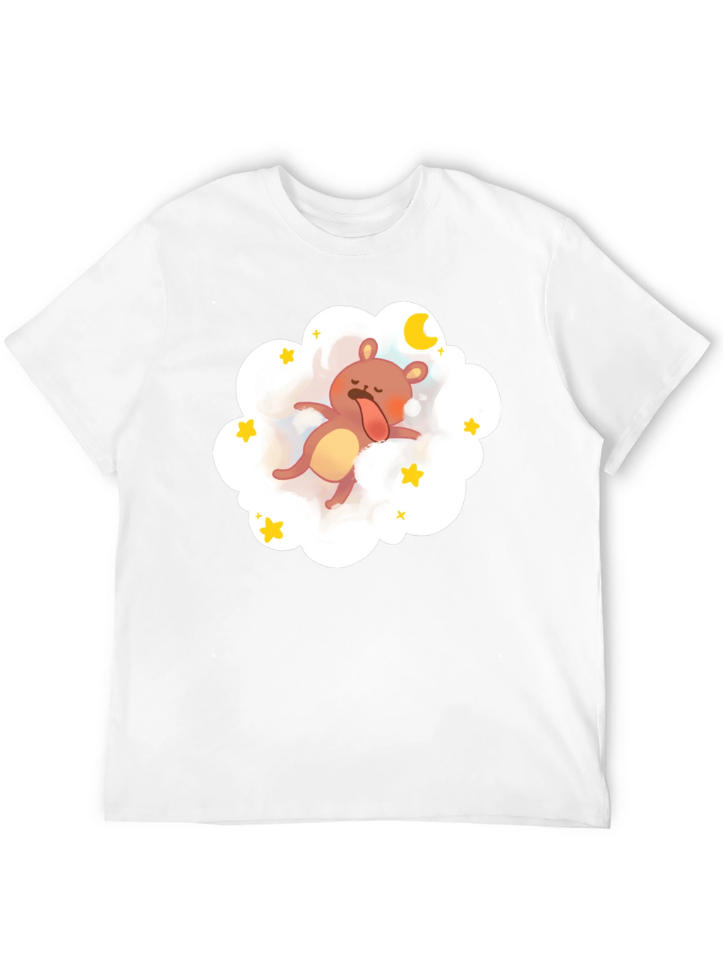 Dreamy Bear Graphic Tee - Black Cotton Comfort