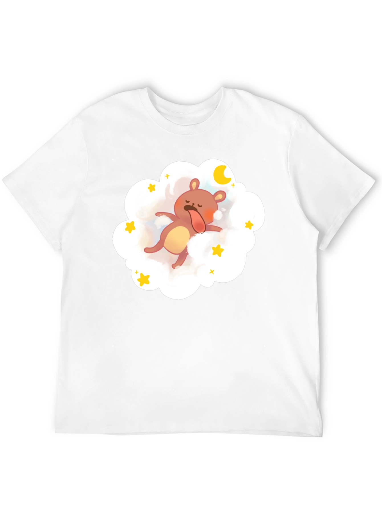 Dreamy Bear Graphic Tee - Black Cotton Comfort