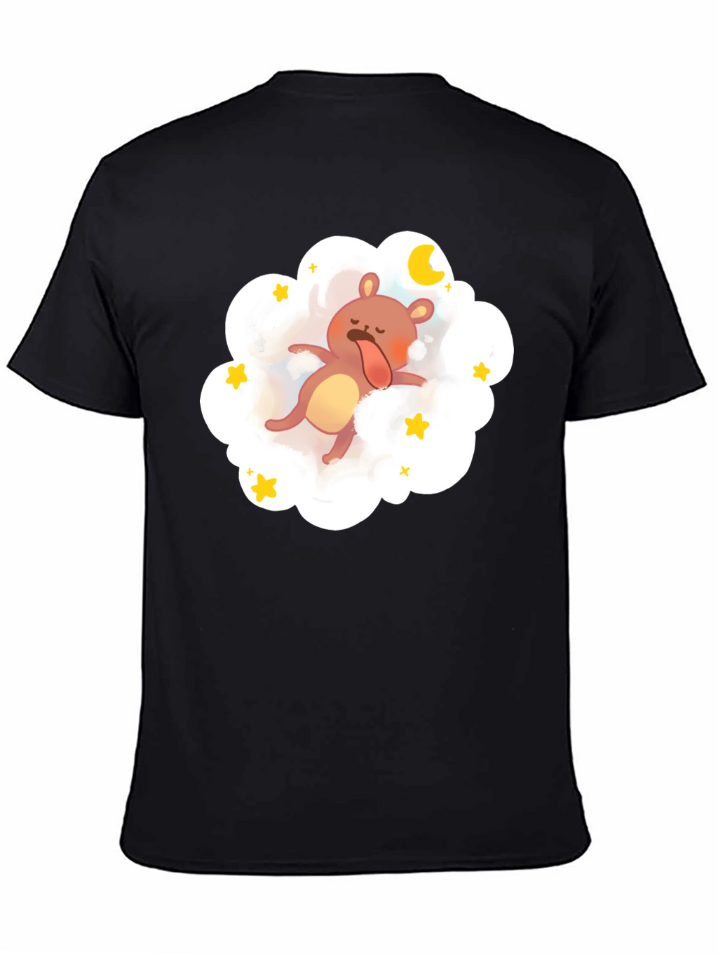 Dreamy Bear Graphic Tee - Black Cotton Comfort