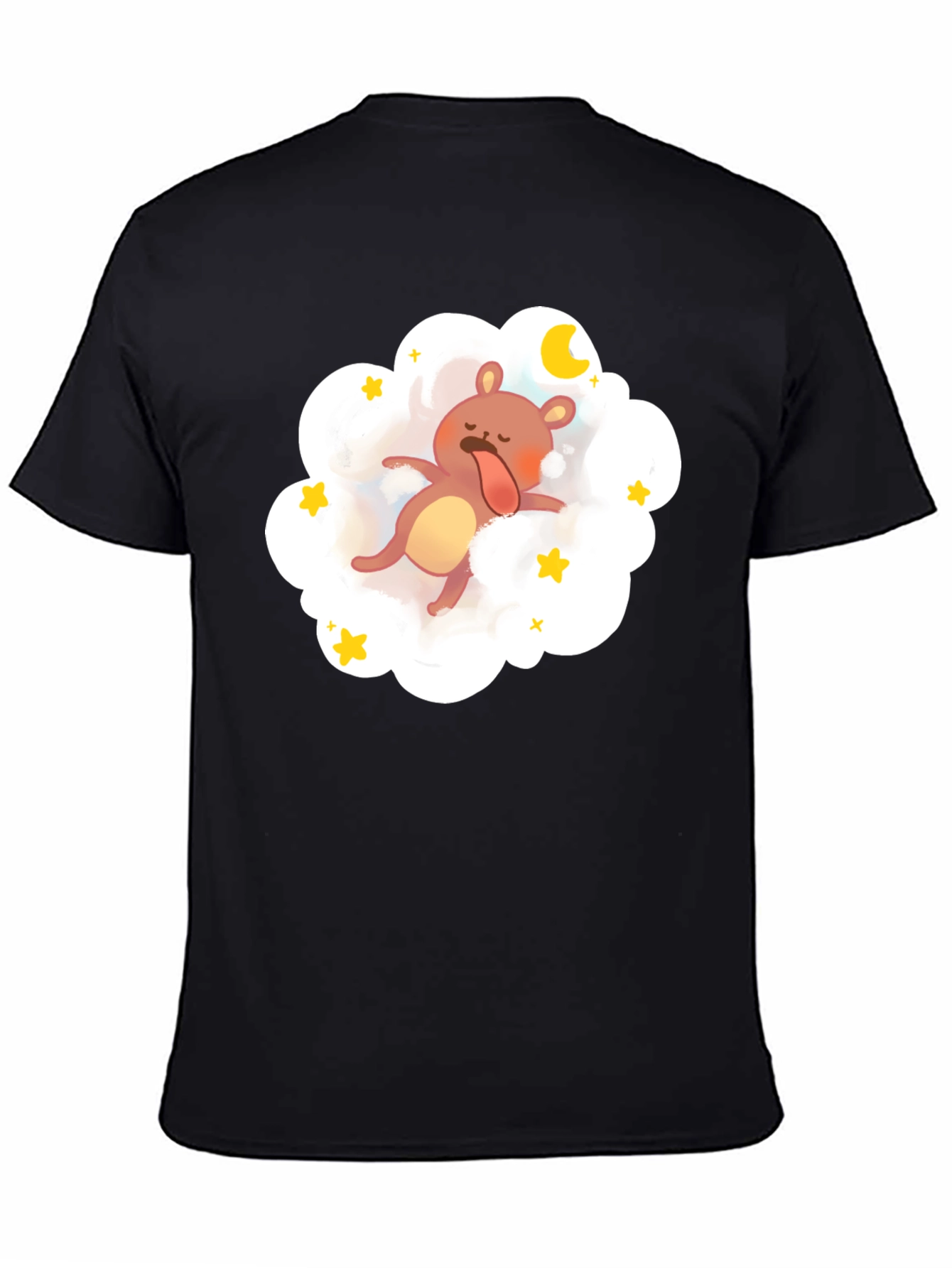 Dreamy Bear Graphic Tee - Black Cotton Comfort