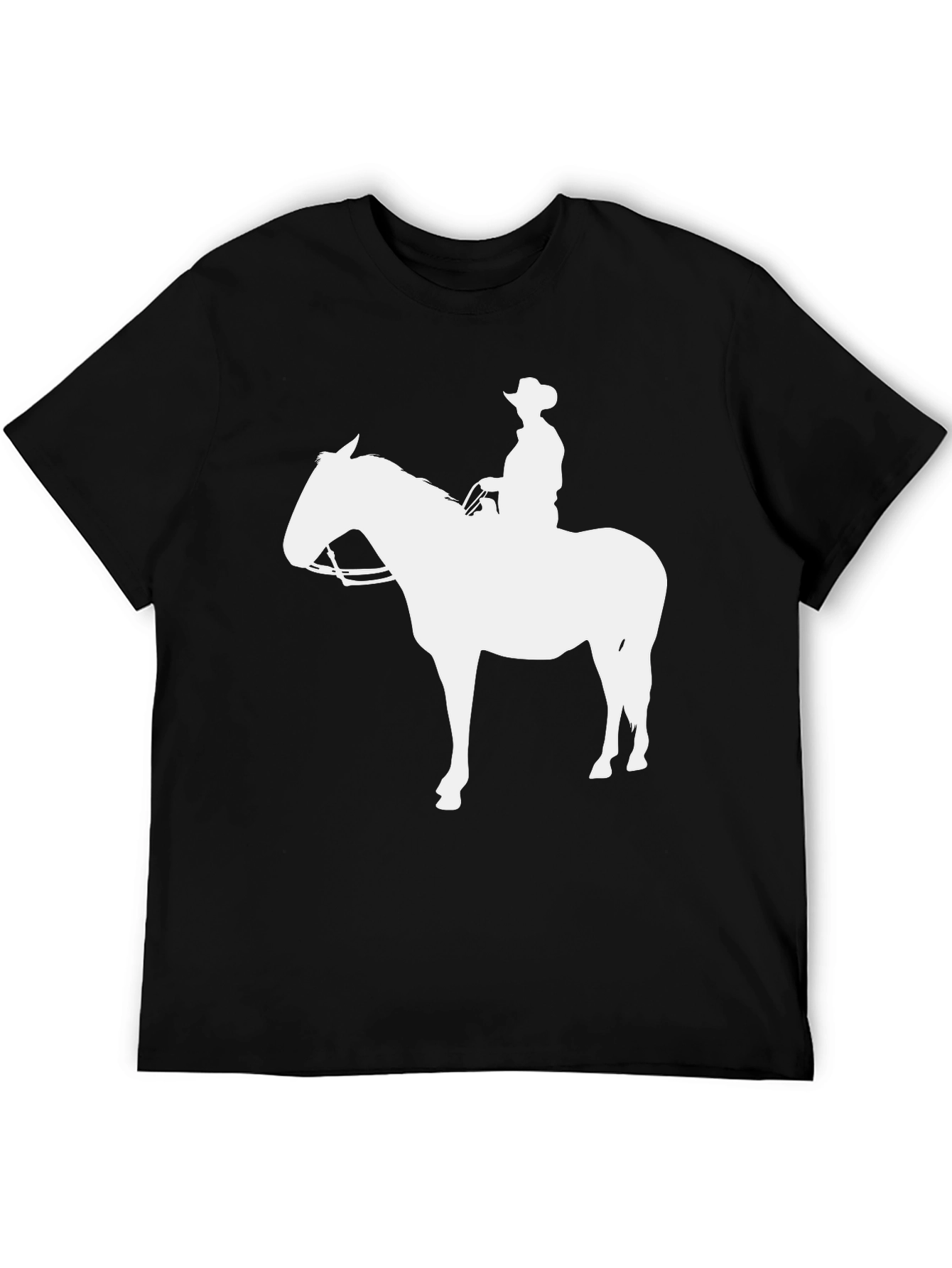 Cowboy Horse Graphic Tee - Black Cotton Blend T-Shirt
