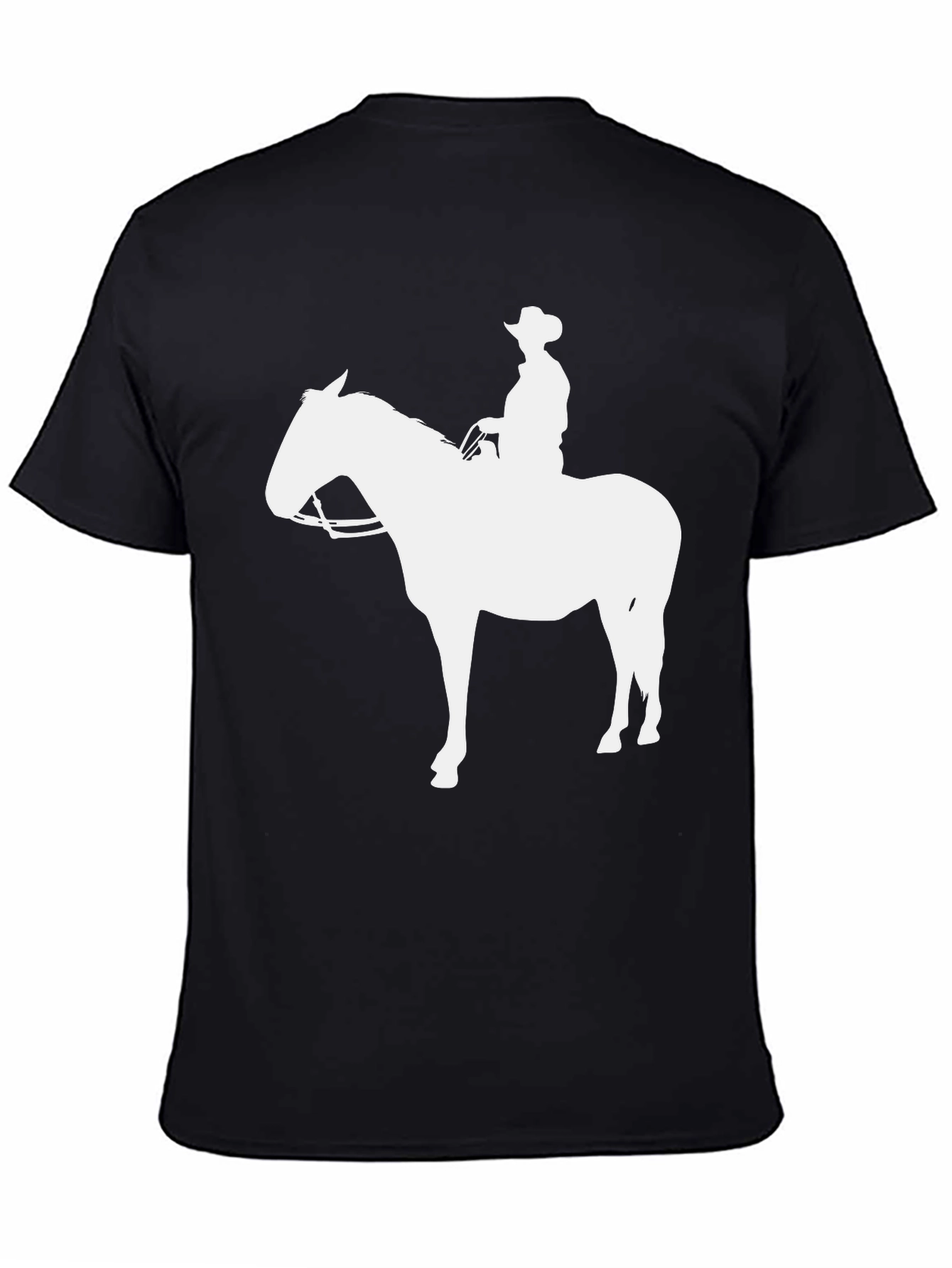 Cowboy Horse Graphic Tee - Black Cotton Blend T-Shirt