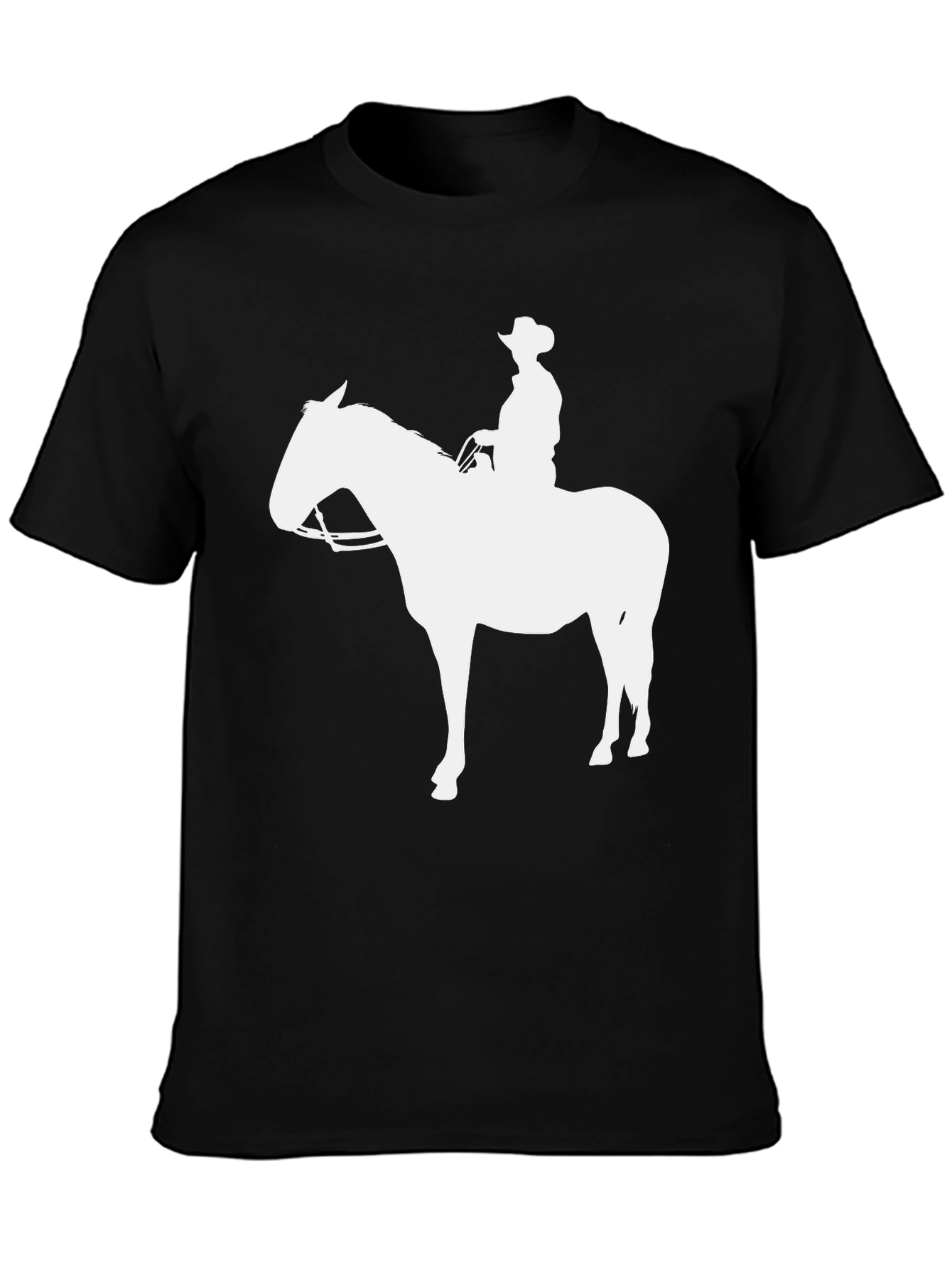 Cowboy Horse Graphic Tee - Black Cotton Blend T-Shirt