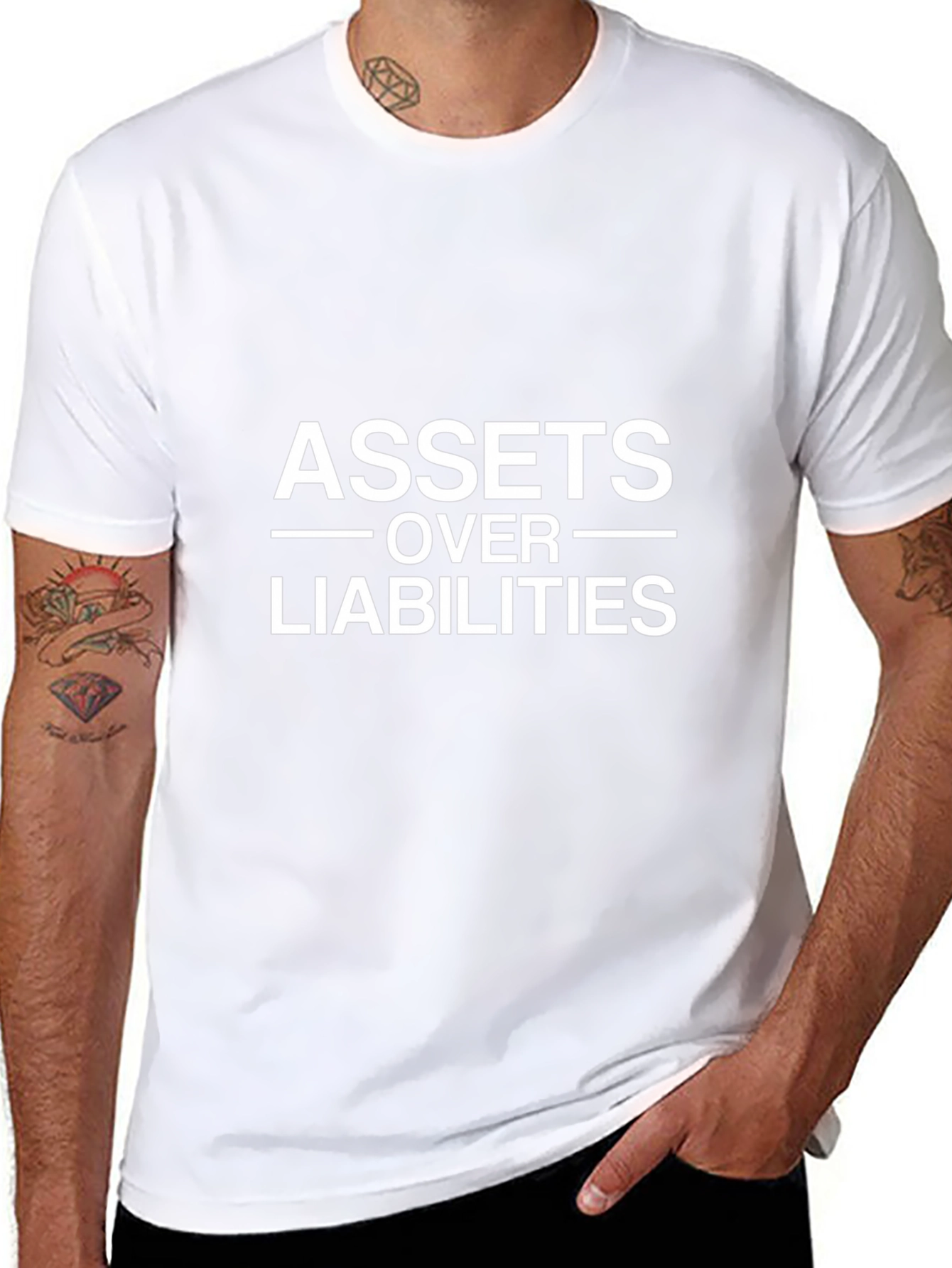 Assets Over Liabilities Black Graphic Tee