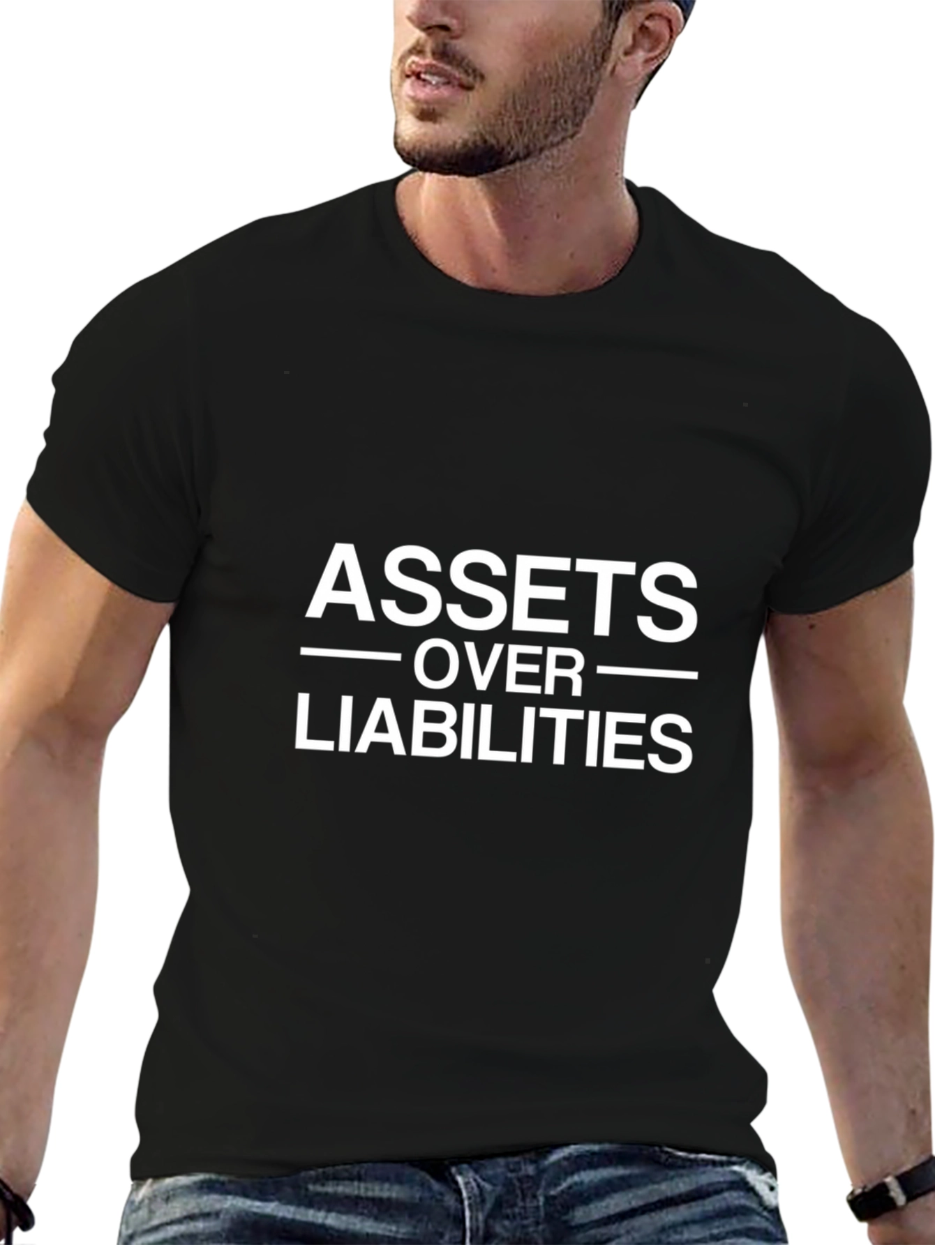 Assets Over Liabilities Black Graphic Tee