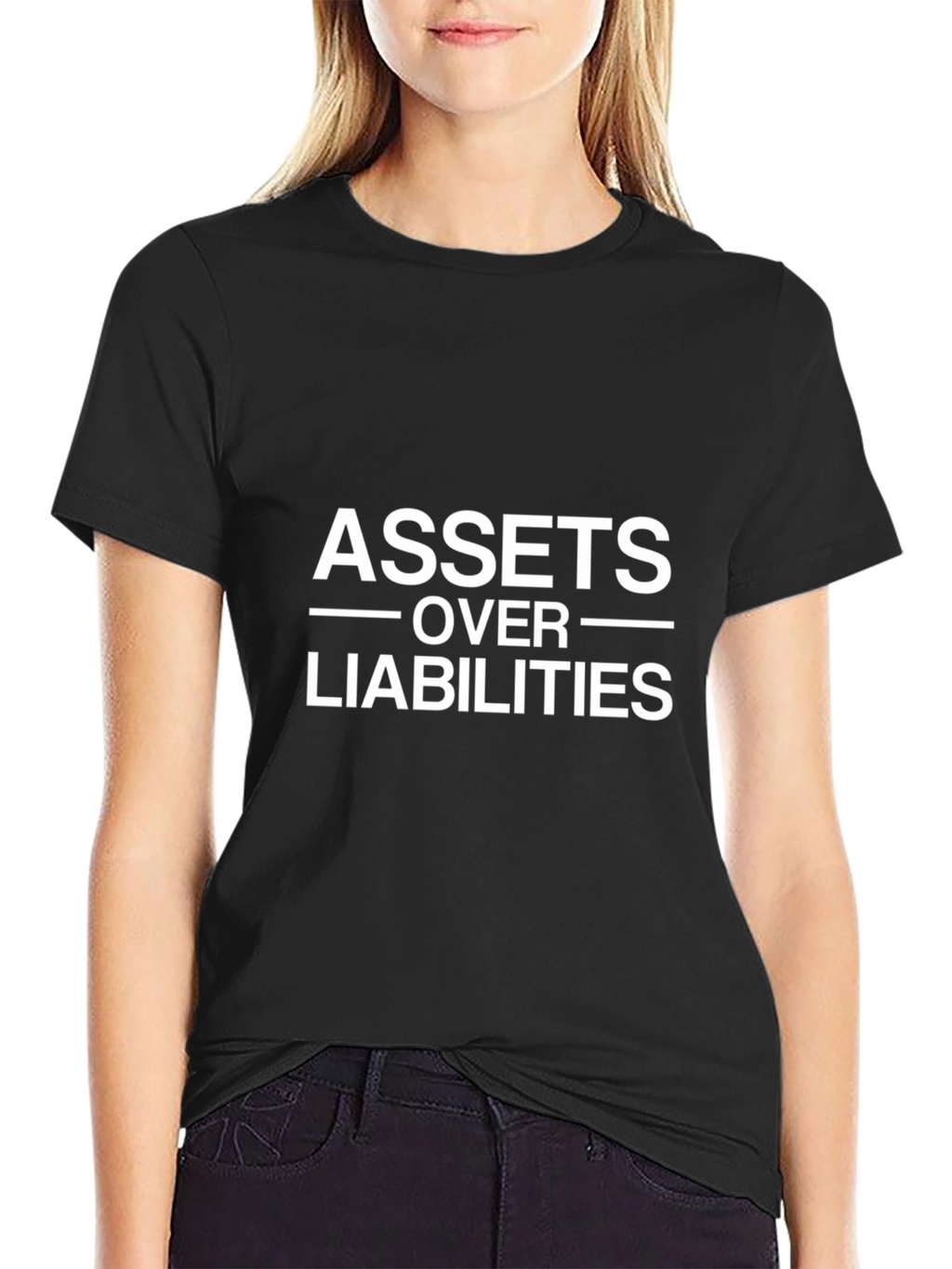 Assets Over Liabilities Black Graphic Tee