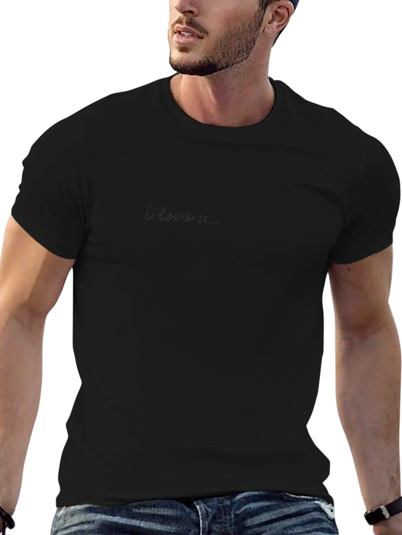 Minimalist I Love U Black T-Shirt