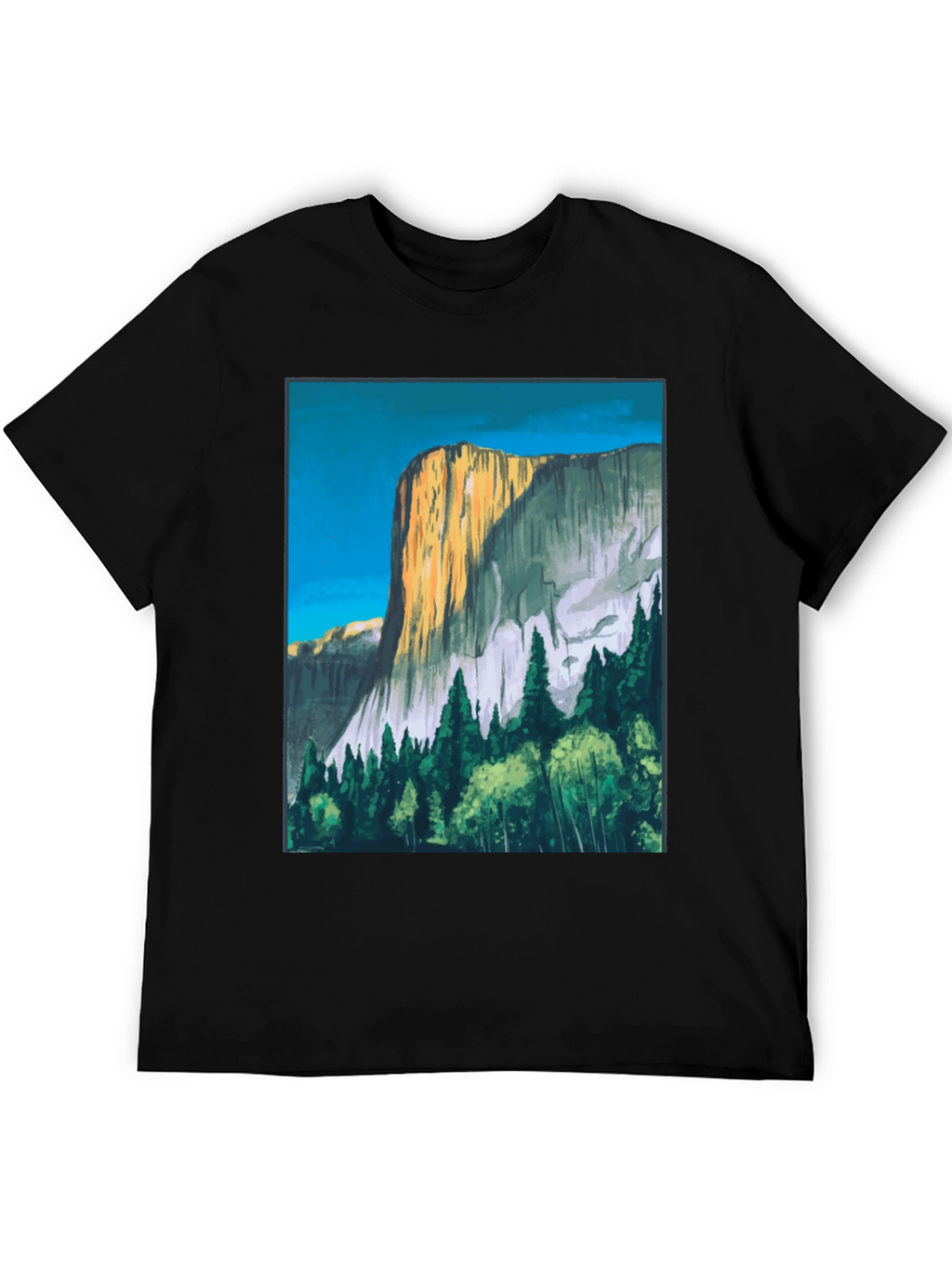 Mountain Vista Graphic Tee - Black Cotton T-Shirt